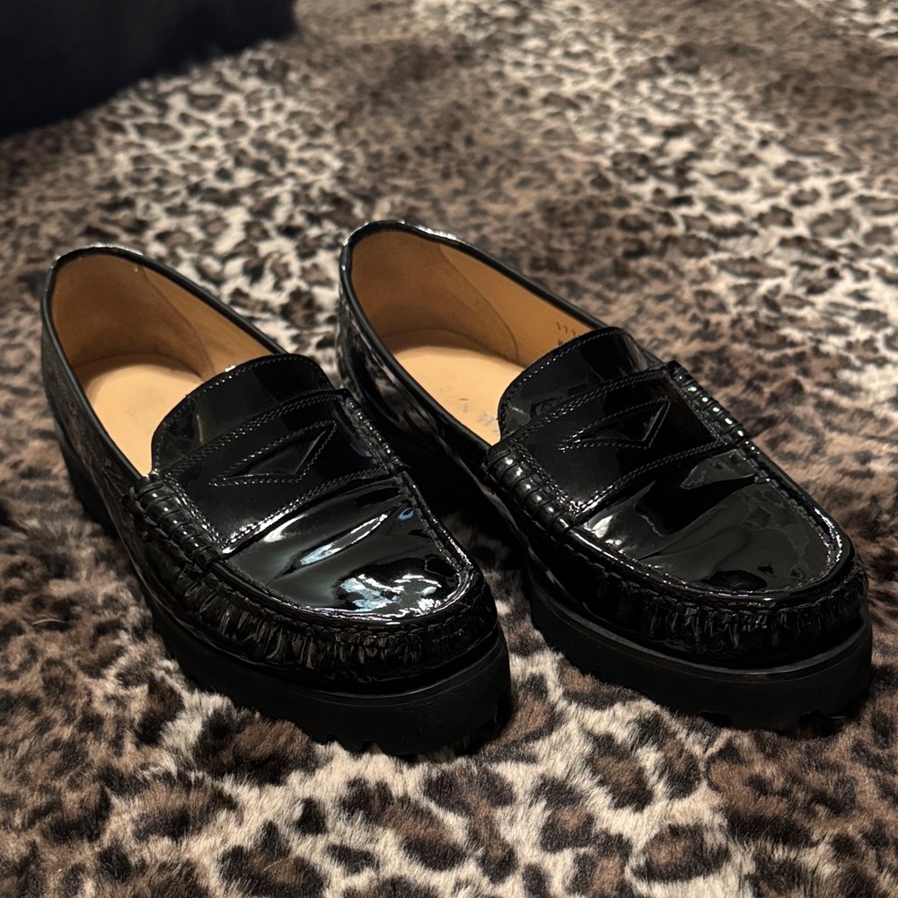 Black Patent Leather Women’s Penny Loafers